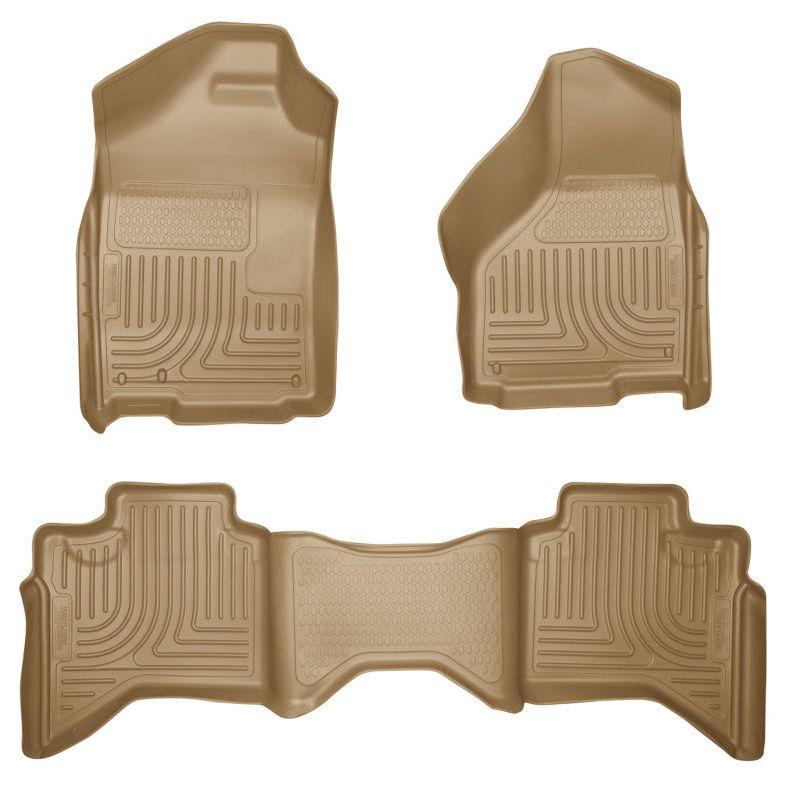 Husky Liners 03-08 Dodge Ram 1500/2500/3500 Quad Cab WeatherBeater Combo Tan Floor Liners-Floor Mats - Rubber-Husky Liners-HSL98033-SMINKpower Performance Parts