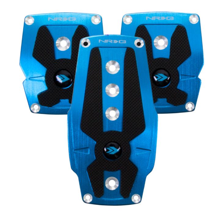 NRG Brushed Aluminum Sport Pedal M/T - Blue w/Black Rubber Inserts-Pedal Covers-NRG-NRGPDL-200BL-SMINKpower Performance Parts