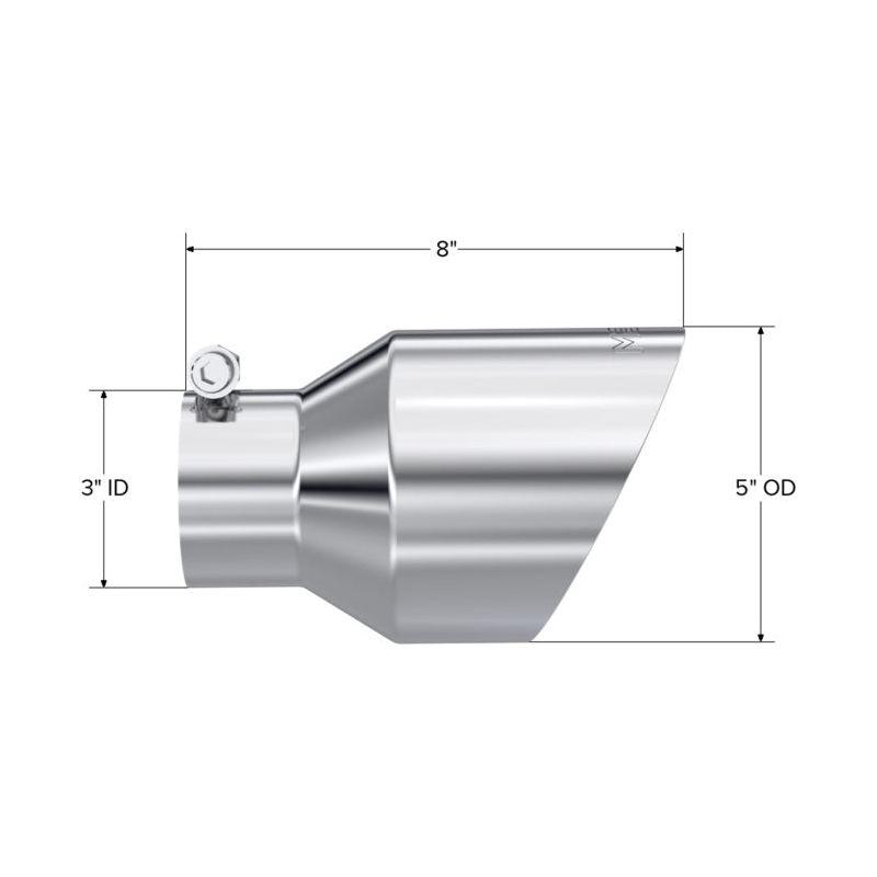MBRP Universal T304 Stainless Steel Tip 3on ID / 5in OD Out / 8in Length Angle Cut Dual Wall - SMINKpower Performance Parts MBRPT5187 MBRP