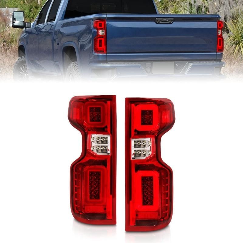 Anzo 19-21 Chevy Silverado Work Truck Full LED Tailights Chrome Housing Red Lens G2(w/C Light Bars) - SMINKpower Performance Parts ANZ311419 ANZO