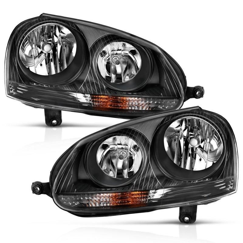 ANZO 2006-2009 Volkswagen Us Rabbit Crystal Headlight Black (Halogen Only) - SMINKpower Performance Parts ANZ121542 ANZO