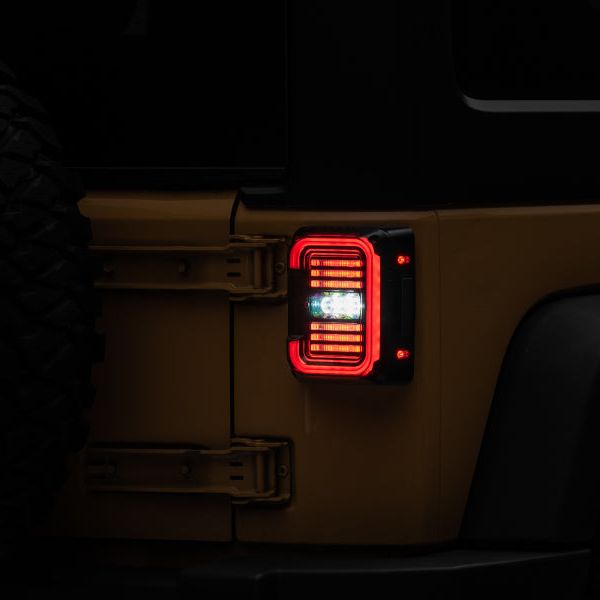 Raxiom 07-18 Jeep Wrangler JK Axial Series LED Halo Tail Lights- Black Housing (Dark Smoked Lens)-Tail Lights-Raxiom-RAXJ138358-SMINKpower Performance Parts