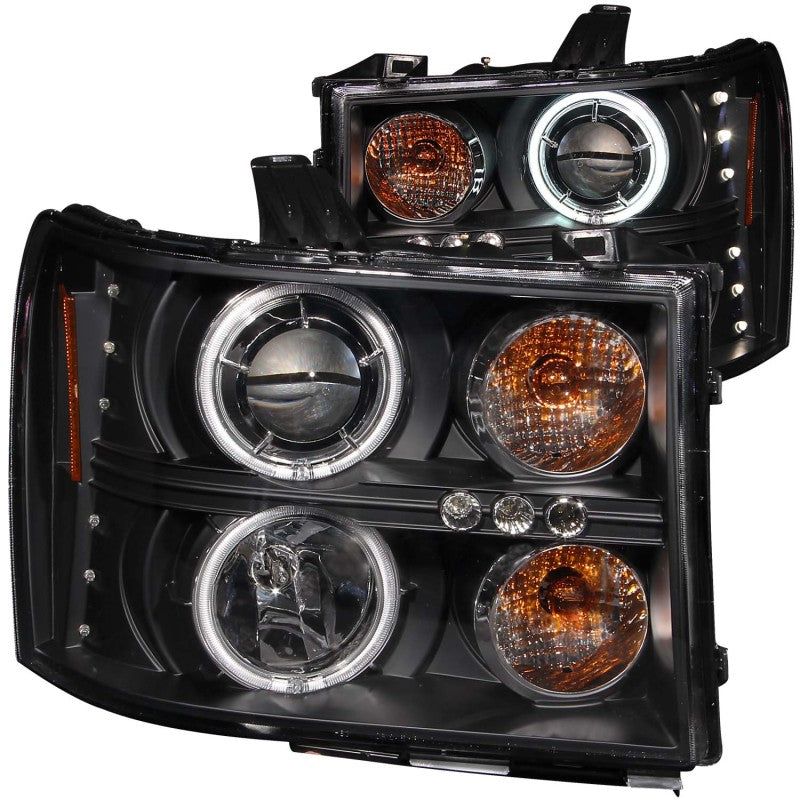 ANZO 2007-2013 Gmc Sierra 1500 Projector Headlights w/ Halo Black-Headlights-ANZO-ANZ111125-SMINKpower Performance Parts