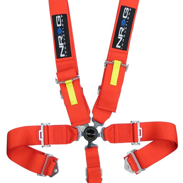 NRG SFI 16.1 5PT 3in. Seat Belt Harness / Cam Lock - Red-Seat Belts & Harnesses-NRG-NRGSBH-RS5PCRD-SMINKpower Performance Parts