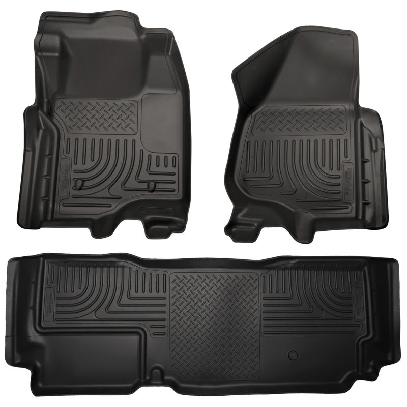 Husky Liners 2012.5 Ford SD Super Cab WeatherBeater Combo Black Floor Liners (w/o Manual Trans Case)-Floor Mats - Rubber-Husky Liners-HSL99721-SMINKpower Performance Parts